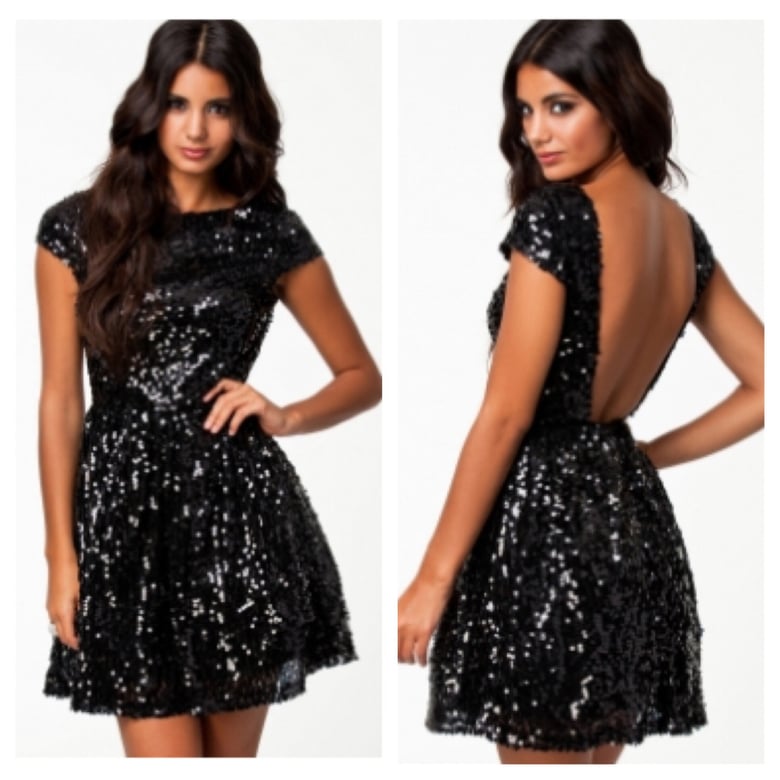 Image of Sequin Skater Dress with Open Back