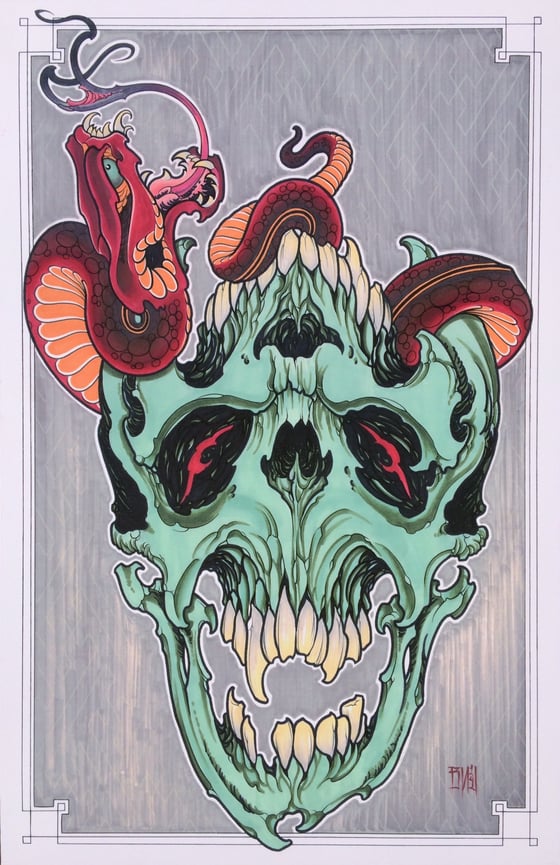 Image of Two Headed Skull & Snake