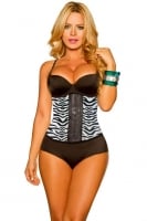 Image of Zebra Print Sport Latex Waist Cincher Bodyshaper