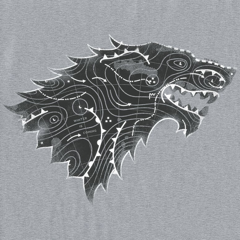 Image of GoT “Stark Forecast” - Grey Marle, Oyster Grey & White tee