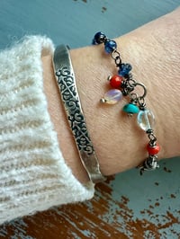 Image 8 of wire wrapped kyanite and gemstone bracelet