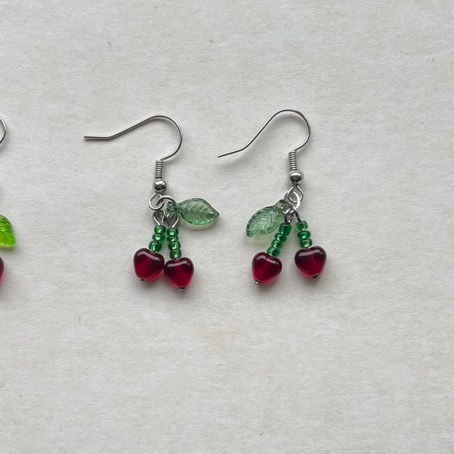 mini red cherry earrings
