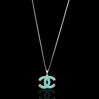 Image 3 of Teal Coco Chanel Logo Necklace