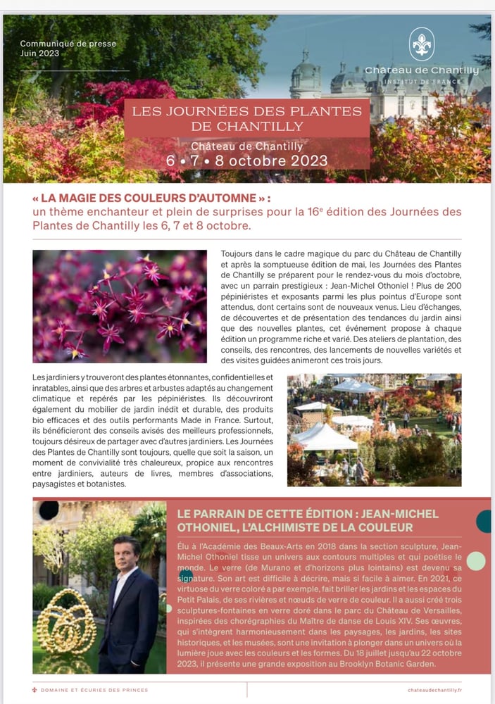 Image of Les Journées des Plantes de Chantilly  6 -7 -8 Octobre 2023