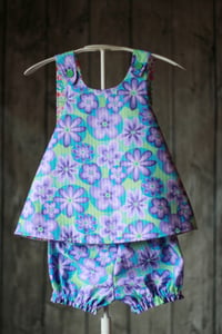 Image of Baby Girl's Pinafore Top and Bloomers Set, 18 to 24 mos, Purple, Green and Blue Floral
