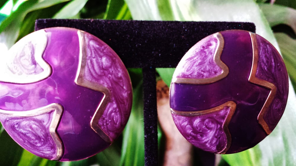 Image of Vintage "Edgar Berebi" Purple Flat Earrings