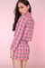 Image of Cher Blazer and Skirt Set in Pink Tartan