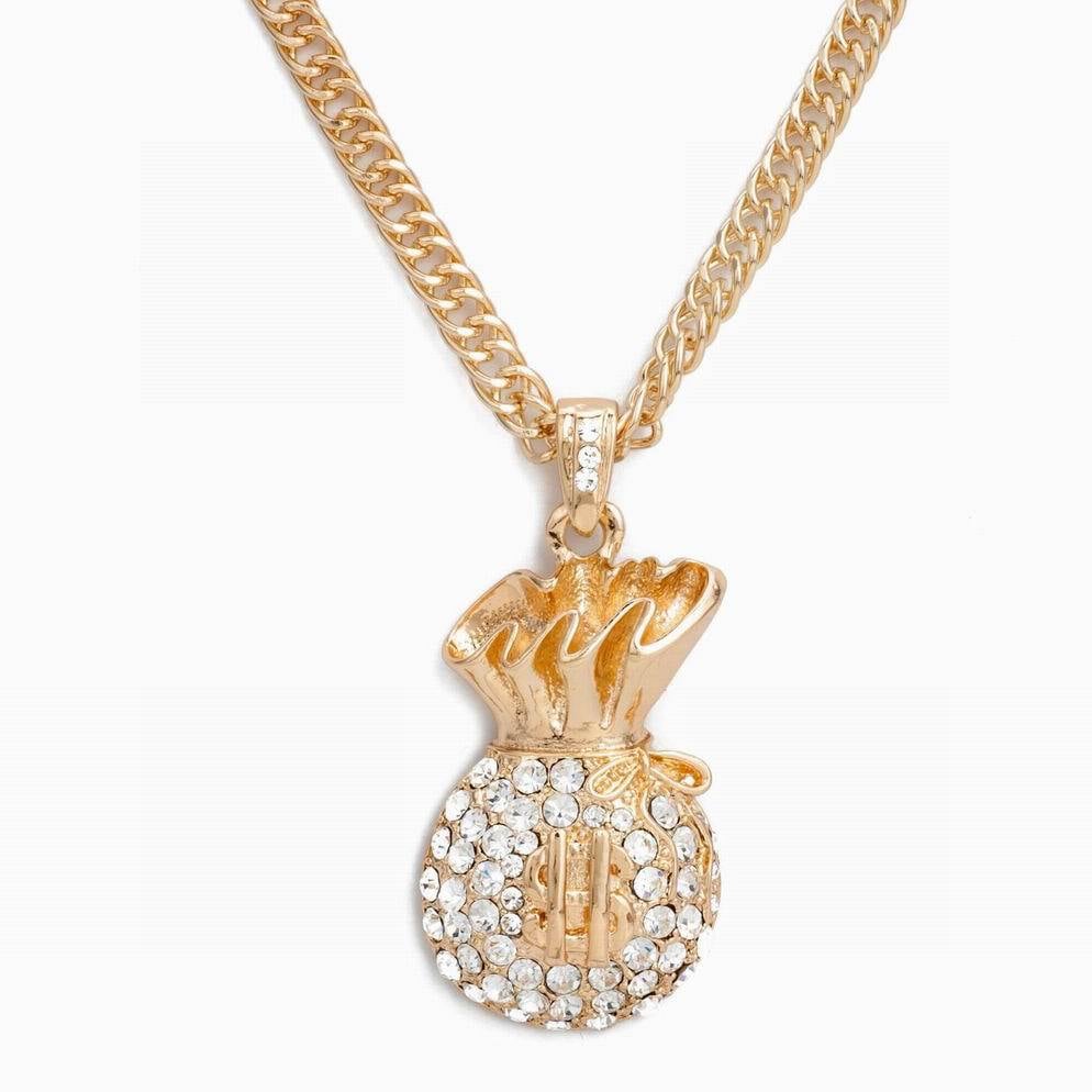 Gold HDQ — LARGE MONEY BAG 36 INCH NECKLACE