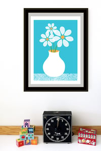 Image 3 of Blue Daisies Art Print
