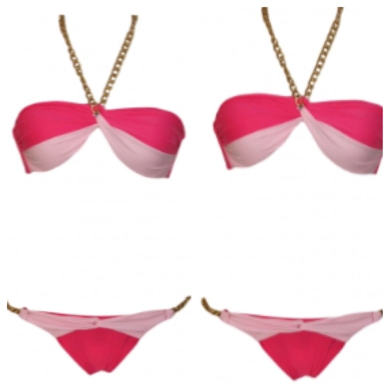 Image of Pink and Fuchsia Bikini with Gold Chain