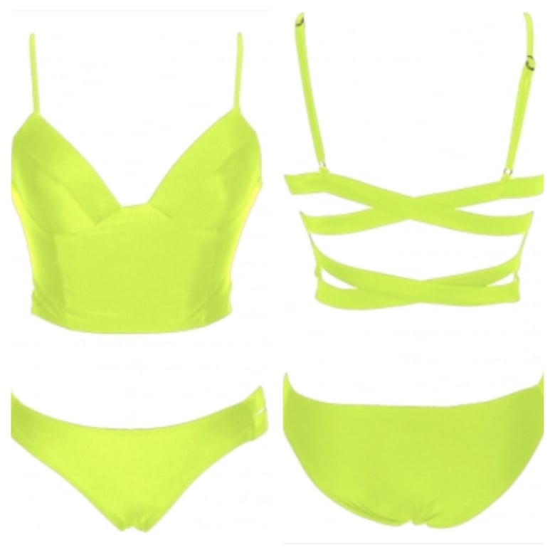 Image of Lime Green Strappy Back Bikini 