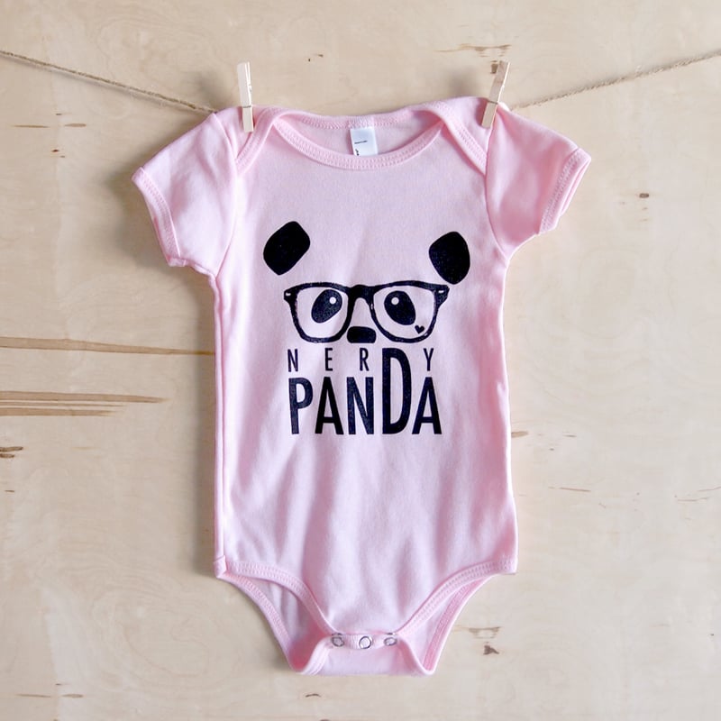 Image of "NerDy Panda" Baby Onesie (Pink)