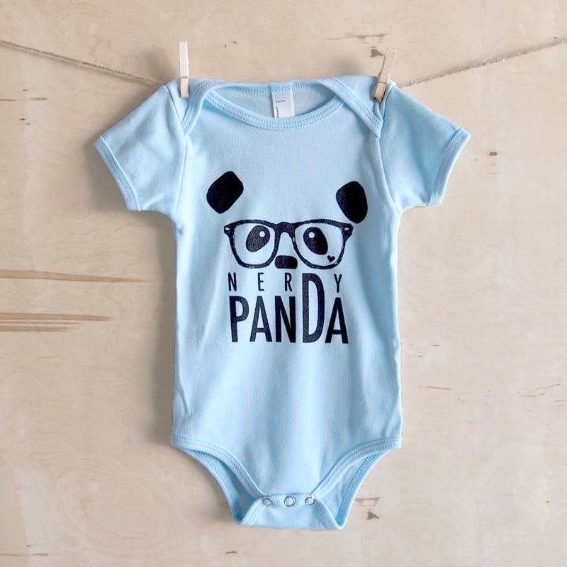 Image of "NerDy Panda" Baby Onesie (Blue)