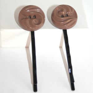 Image of Mocha vintage button bobby pins