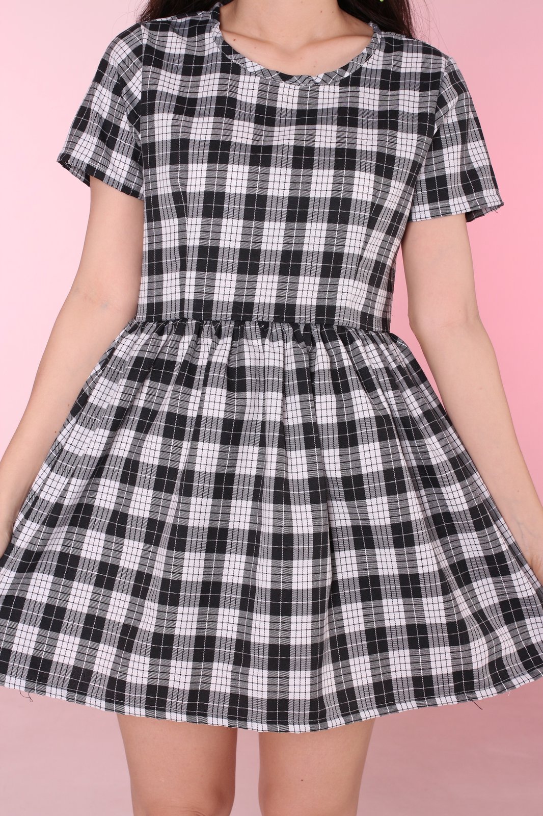 tartan dress black and white