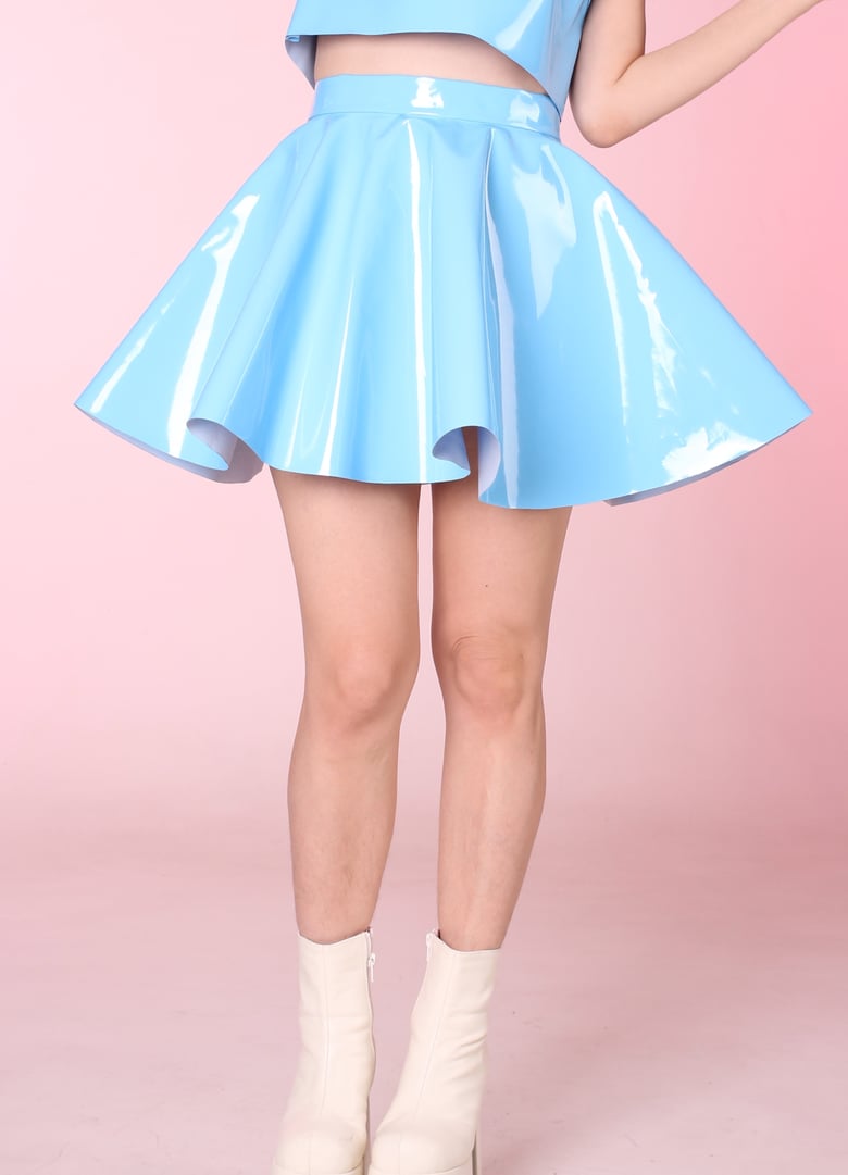 Image of Made To Order - Blue PVC Skater Skirt