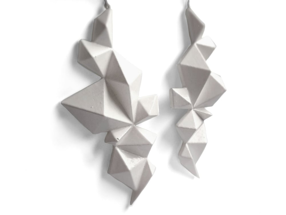 Image of Crystal Geometric Earrings - White