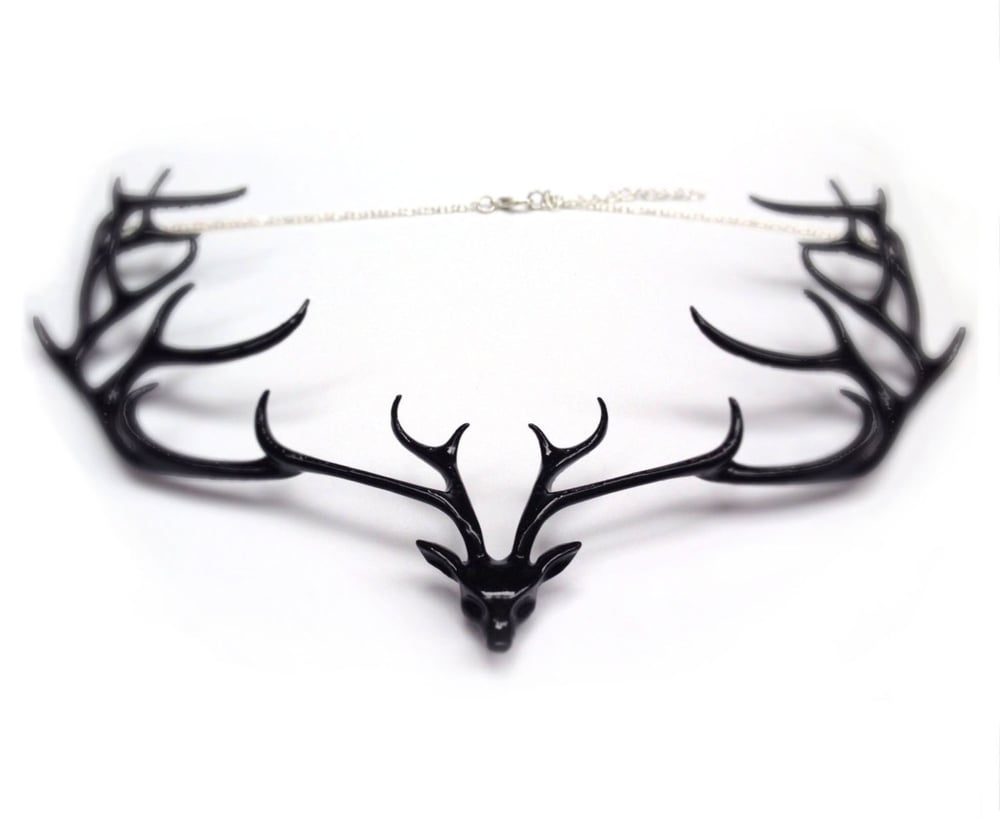 Image of  Deer Statement Necklace - Black