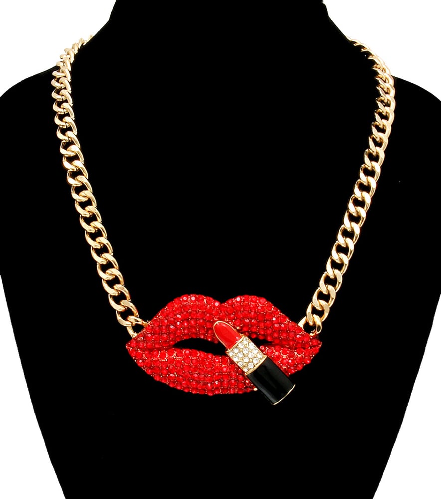 Image of Lipstick Lips Necklace