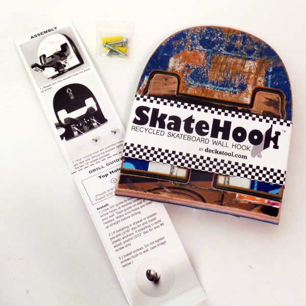 Image of SkateHook - Recycled Skateboard Wall Hook - Single - Free USA Shipping.