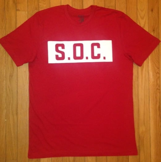 Image of Red S.O.C. "BlockWork" tee (08 Loud Life on the back)