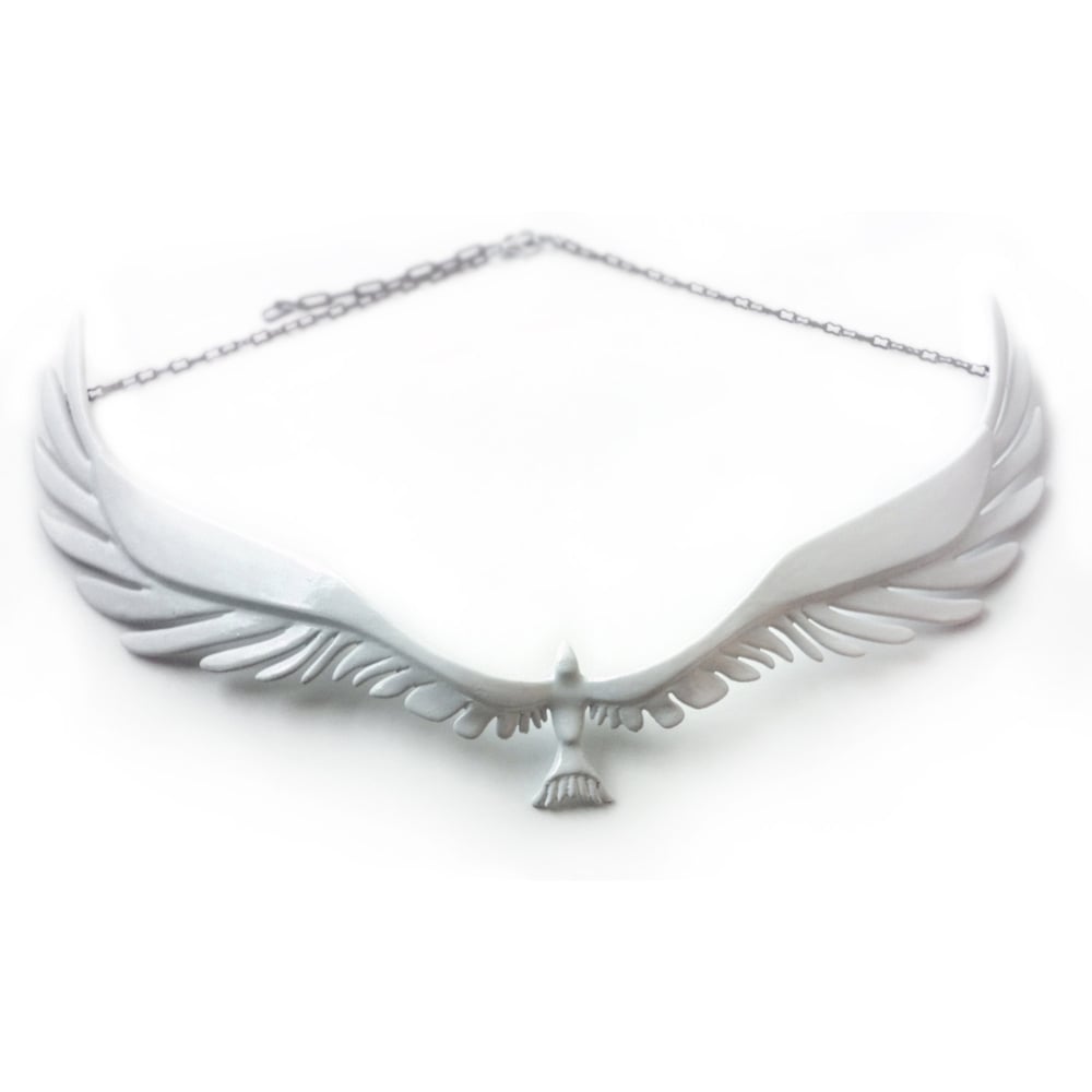 Image of Bird Statement Necklace - White