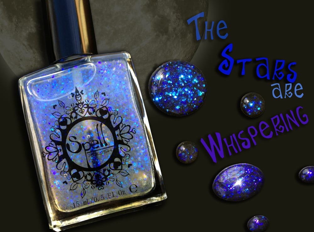 Image of ~The Stars are Whispering~ opalescent blue violet Glitter Nail Polish topcoat!