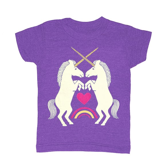 GNOME ENTERPRISES | Handprinted T-shirts for Men + Women + Kids + Infants —  KIDS - Unicorns Purple