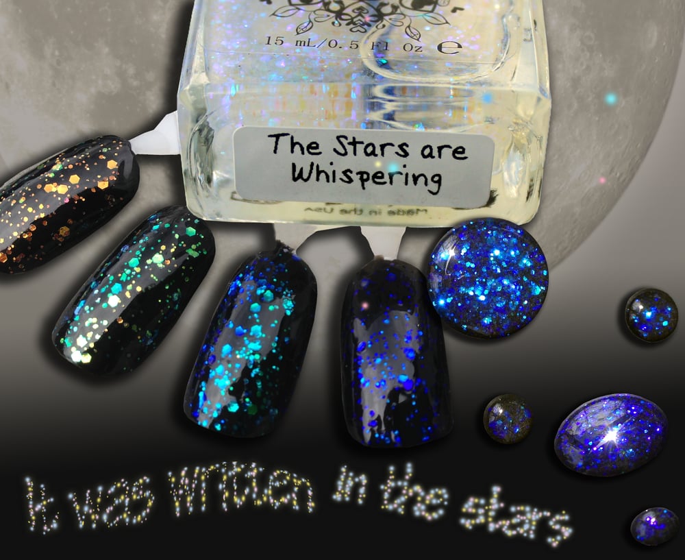 Image of ~The Stars are Whispering~ opalescent blue violet Glitter Nail Polish topcoat!