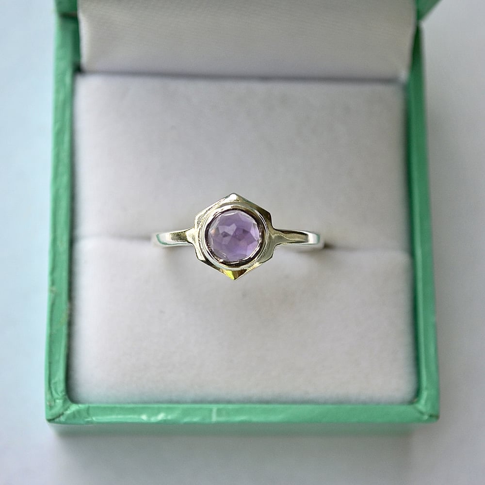 Image of Single Hex Ring - Purple Amethyst