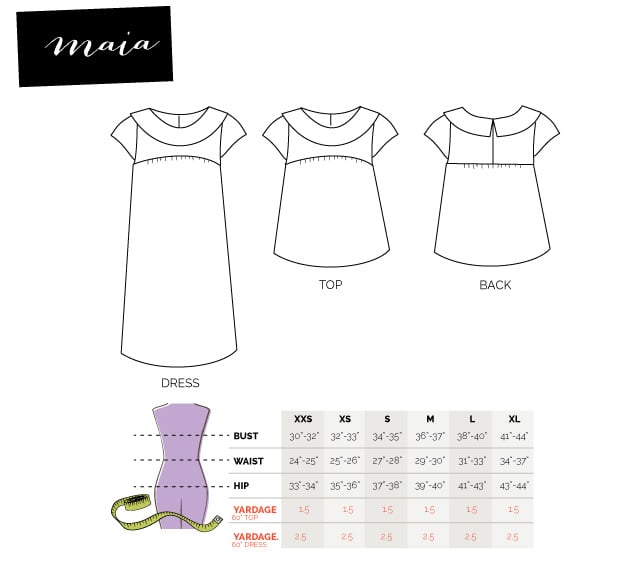 Image of the MAIA blouse + dress pattern