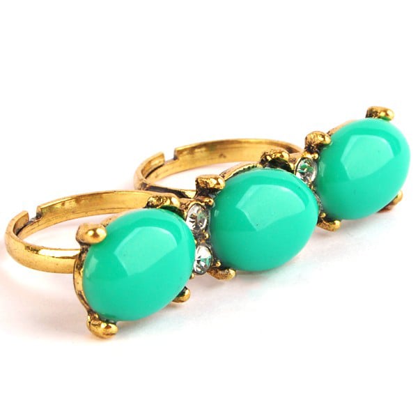 Image of Teal Triple Stone Ring
