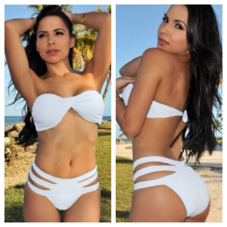 Image of Bandeau Top with Strappy Bottoms Bikini