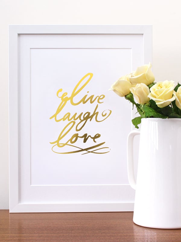 Image of Live laugh love typographic art print - Gold Foil