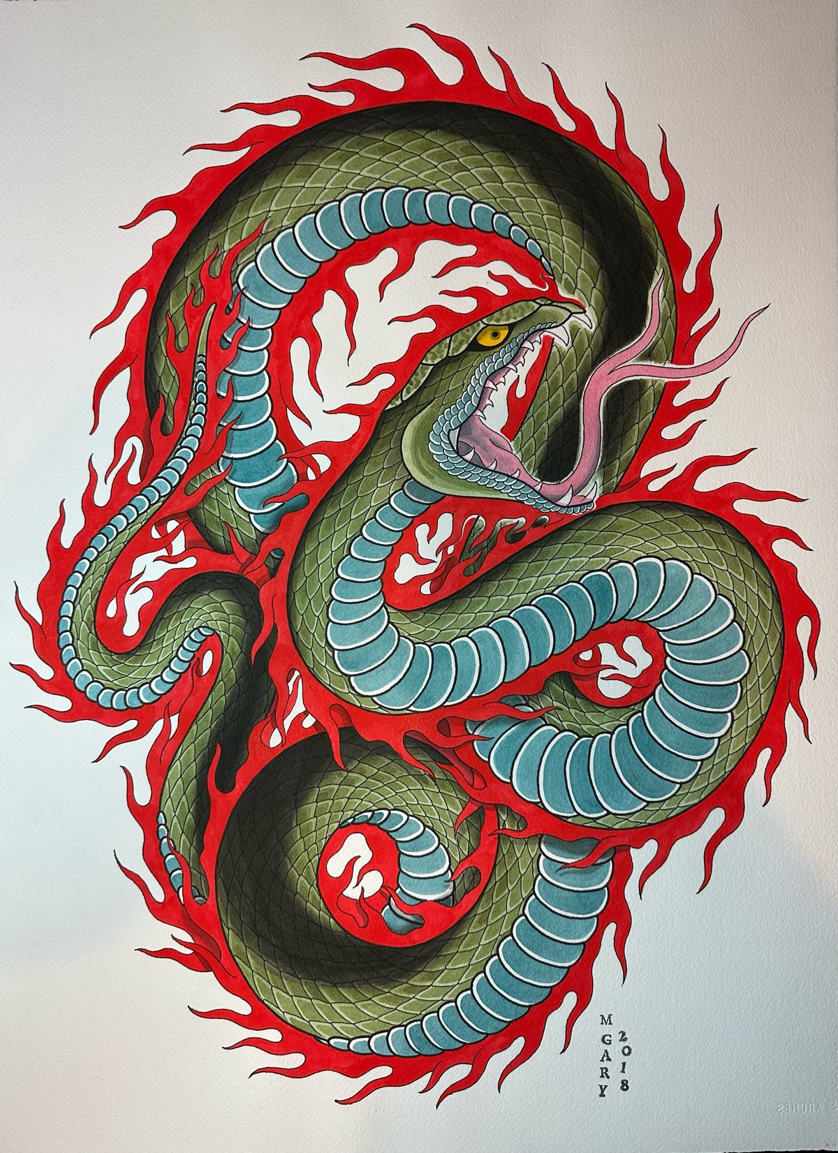 Image of Original Painting Snake & Flames