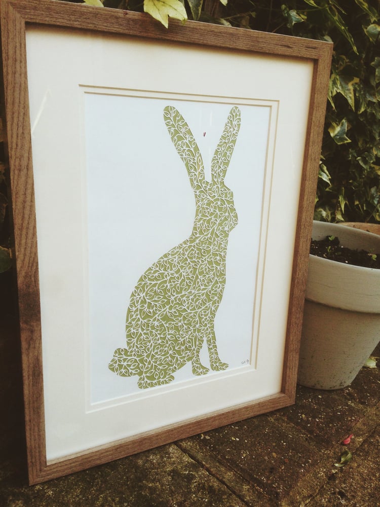 Image of "The Hare" Original Handcut, hand drawn papercut