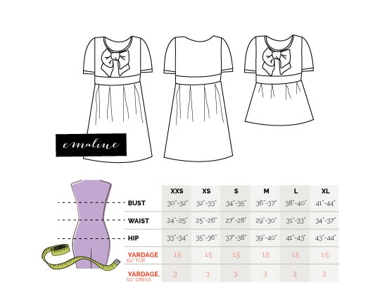 Image of the EMALINE bow dress pattern