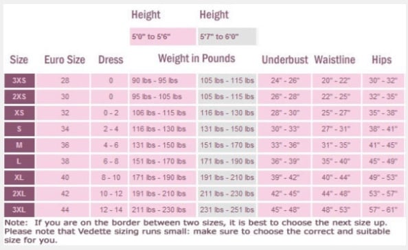 Image of Size Chart