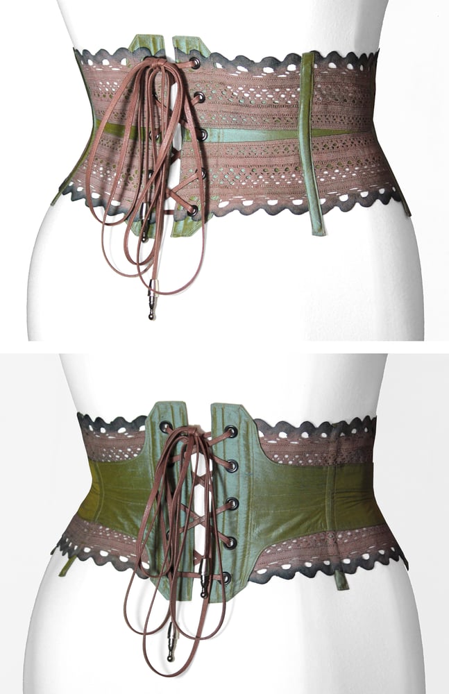Image of Dusty Rose Reversible Corseted Belt	