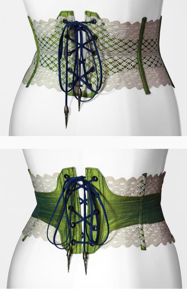 Image of Green Reversible Corseted Belt	
