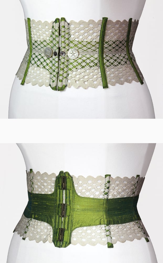 Image of Green Reversible Corseted Belt	