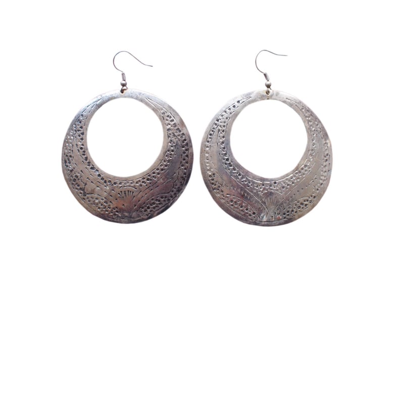Image of Moroccan Tribal Large Tin Earrings from the Atlas Mountains