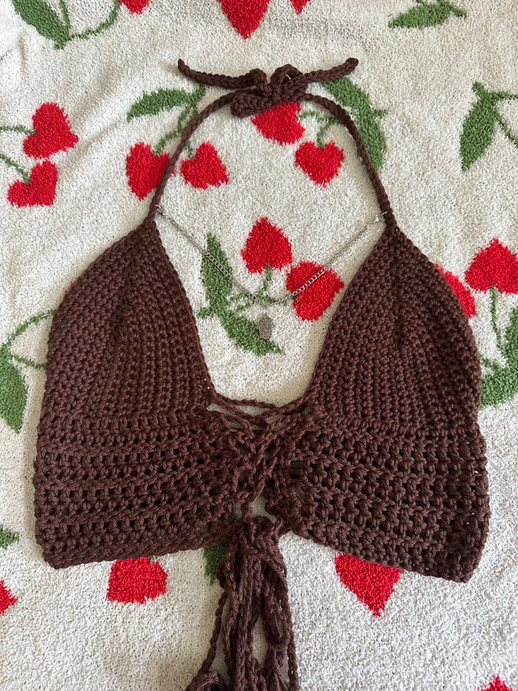 Image of brown crop top size small