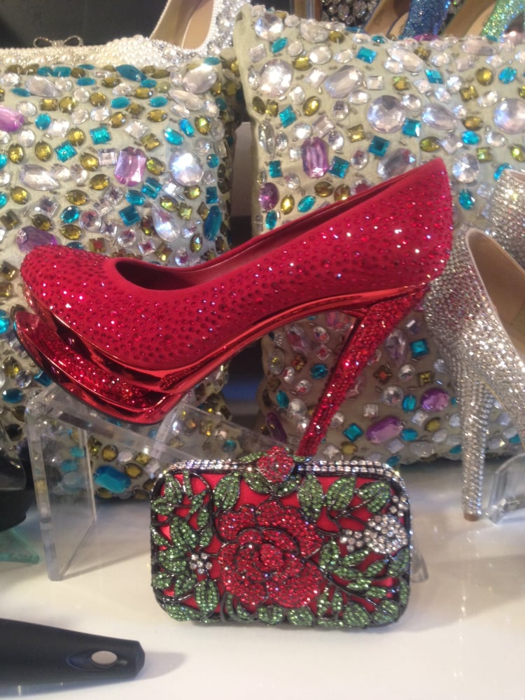 Image of Red Pump w/ Rhinestones Embellished