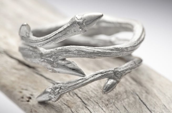 Image of Light Elvish Twine<br>Silver Twig Ring