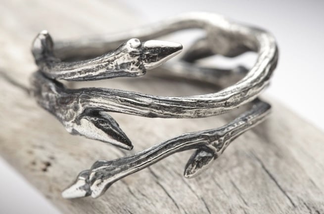 Image of Dark Elvish Twine<br>Silver Twig Ring