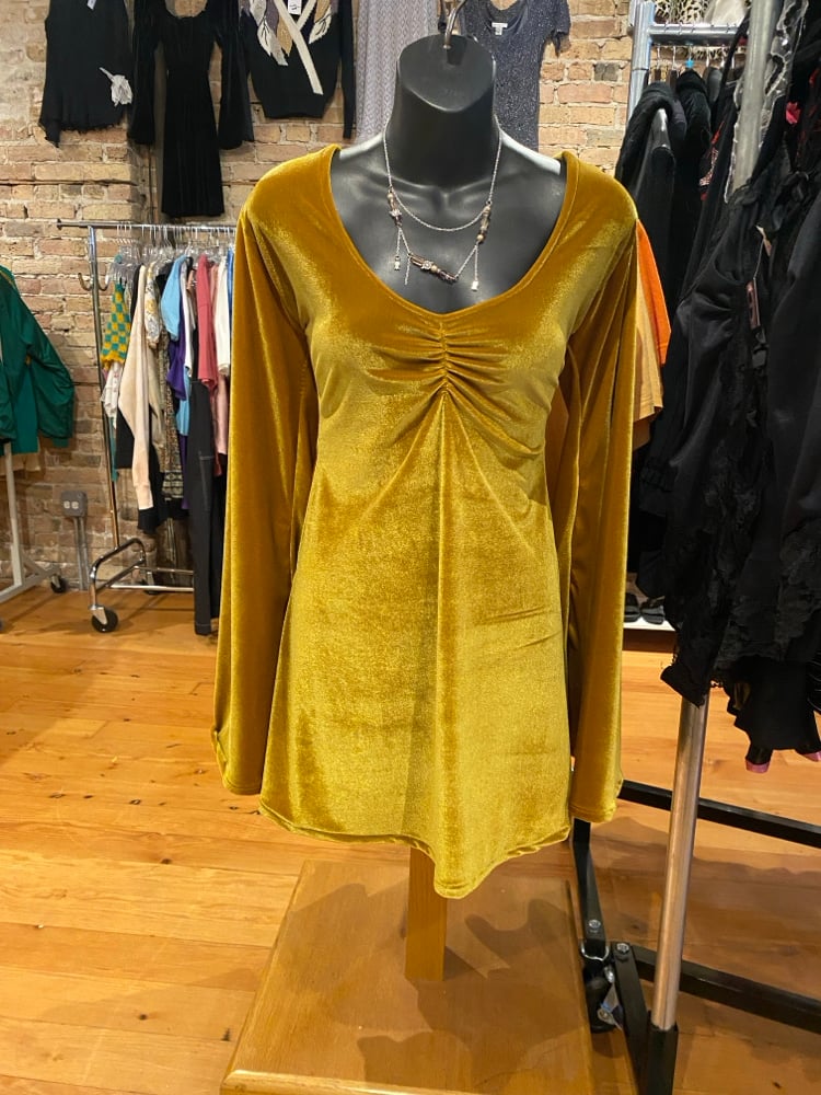 Image of Bell Sleeve Dress Mustard