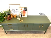 Image 9 of Mid Century Modern Vintage Beithcraft Sideboard / Drinks Cabinet / TV Cabinet painted in green