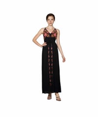 Image 5 of Forever 21 Boho Embroidered Floral Maxi Dress – Black Sleeveless Festival Dress Size Small