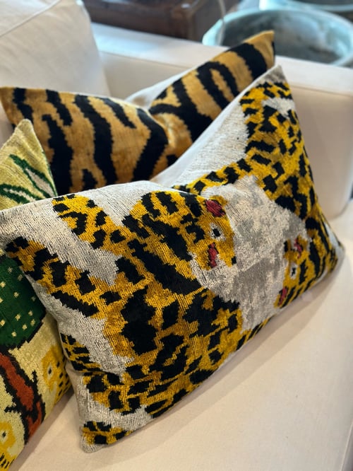 Image of Dual Tiger Ikat Velvet Cushion 